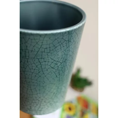 Virágkaspó 12 cm-es Medina Glaze petrol craquelé