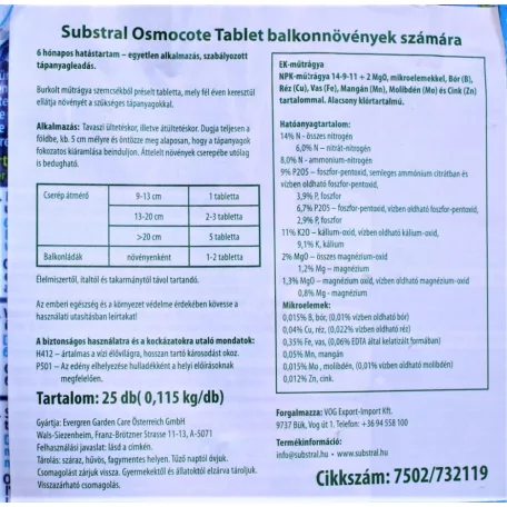 Substral Osmocote tabletta balkonnövényekhez 25 db