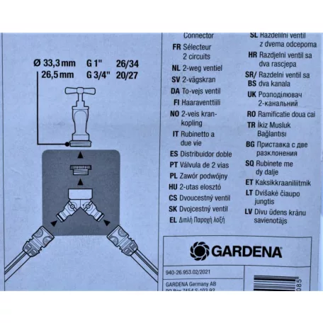 GARDENA 2 utas vízelosztó