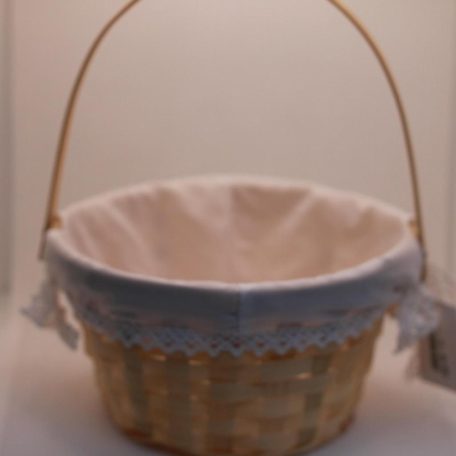 Kosár bambusz natúr D19cm fehér szövettel