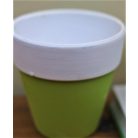 Virágkaspó 7 cm-es Fehér peremű színes cserép - Zöld / Sárga / Lila
