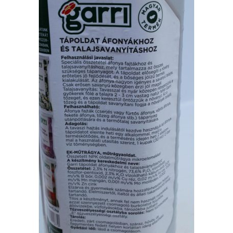 Garri tápoldat Áfonya & talajsav 1 lit