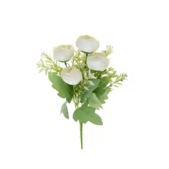 Selyemvirág tearózsa csokor 33cm 5fej fe