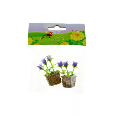 Figura virág poly 4,5cm  kosárban lila