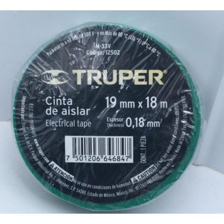 TRUPER M-33V Szigetelőszalag 19mm*18m zöld