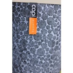 12 cm-es Kaspó famintás kerek műanyag fekete. Fehér