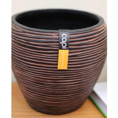 12 cm-es Kaspó mintás kerek műanyag fekete.terra