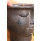 Virágkaspó 12 cm-es Kaspó fej formájú cement sötét barna